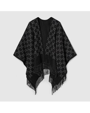 Gucci Cape Aus Gg Wolljacquard - Schwarz