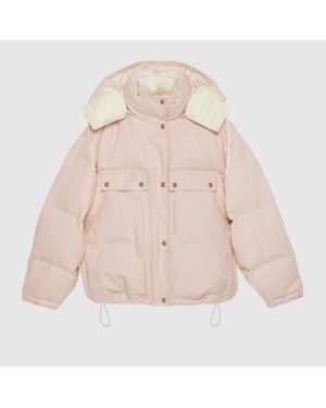 Gucci Puffer-Jacke Aus Gg Baumwollcanvas, Grösse - Pink