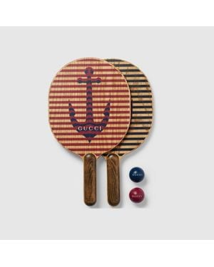 Gucci Beachballschläger-Set Aus Holz Mit Bällen - Blau