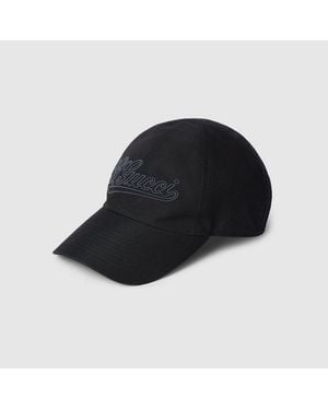 Gucci Cotton Baseball Hat With Embroidery - Black