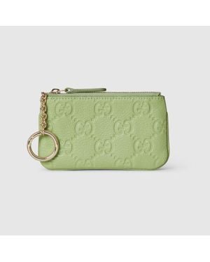 Gucci Gg Emblem Schlüsseletui Mit Reißverschluss - Grün
