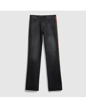 Gucci Denim De Algodón Stretch Con Web, Talla - Gris