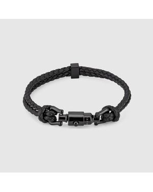 Gucci Pulsera Trenzada Con Detalle De Pistón, Talla - Negro