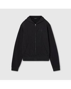 Gucci Cashmere Blend Zip Jacket With Print - Black