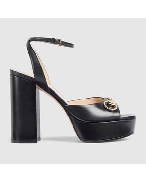 Gucci Horsebit Leather Platform Sandal - Black