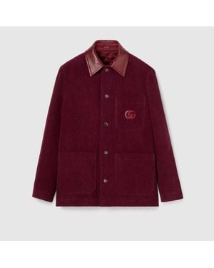 Gucci Velvet Corduroy Jacket With Double G - Red