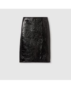 Gucci Shiny Leather And Neoprene Skirt, Ready-To-Wear - Black