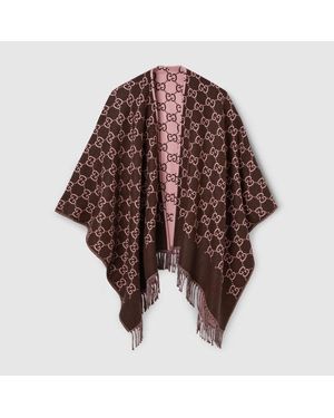 Gucci Capa De Jacquard De Lana Con Gg - Marrón