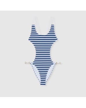 Gucci Badeanzug Aus Stretch-Jersey Mit Print, Grösse - Blau
