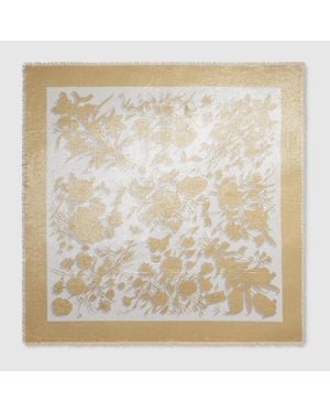 Gucci Wool Silk Lamé Shawl, Cotton - Natural