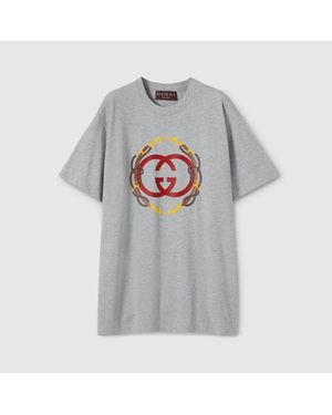 Gucci Cotton Jersey T-Shirt With Print - Grey