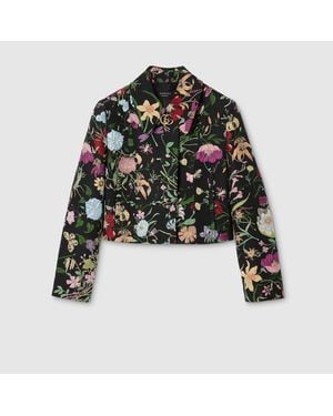Gucci Chaqueta De Brocado De Seda Flora, Talla - Negro