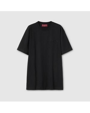Gucci Cotton Jersey T-Shirt With Embroidery - Black