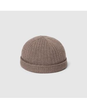 Gucci Rib Knit Wool Hat, Wool - Brown