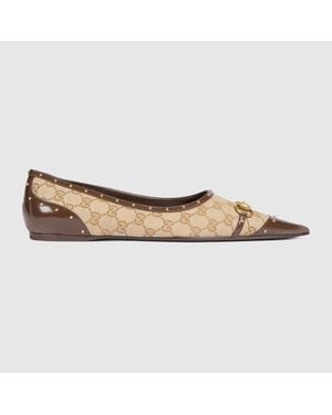 Gucci Point-Toe Studded Loafer, Uk - Natural