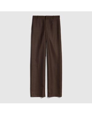 Gucci Gingham Polyester Wool Trousers, Size 42 It, Ready-To-Wear - Brown