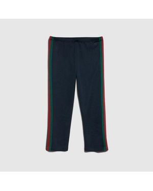 Gucci Rib Cotton Jersey Trousers With Web - Blue
