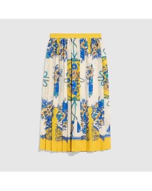 Gucci Printed Silk Midi Skirt - Yellow