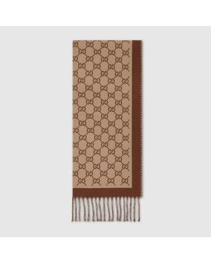 Gucci Bufanda De Lana Con Gg - Marrón