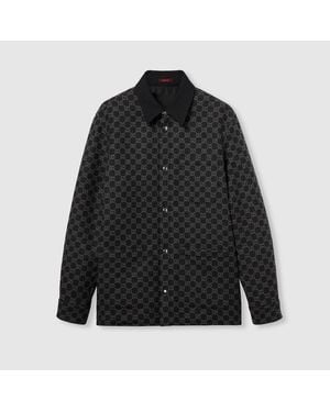 Gucci Brushed Gg Flannel Jacket - Black