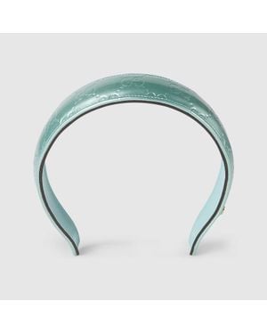 Gucci Gg Leather Hairband, Leather - Blue