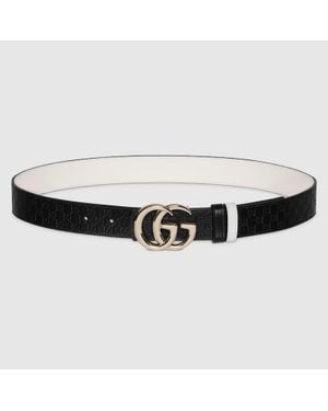 Gucci Reversible Gg Marmont Belt, Size 75, Leather - Black
