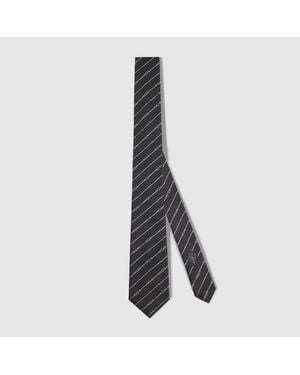 Gucci Cravate En Soie Détail Ceinture Gg - Grau