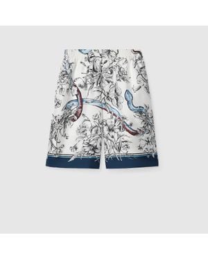 Gucci Printed Silk Shorts - Blue