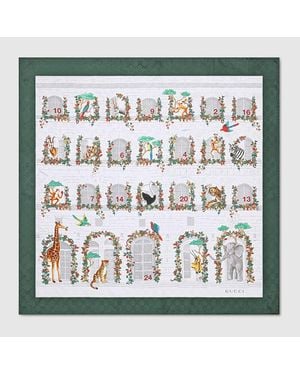 Gucci Pañuelo Cuadrado De Sarga De Seda Estampada - Metálico