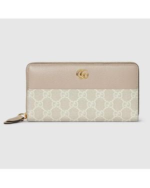 Gucci Portefeuille Zippé Bicolore Gg Marmont - Neutre