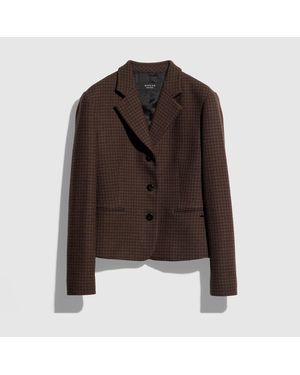 Gucci Gingham Wool Jacket With Tag - Brown