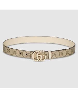 Gucci Reversible Gg Marmont Belt, Gg Canvas - Metallic