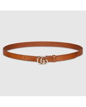 Gucci Ceinture Fine Gg Marmont, Taille 100 - Marron