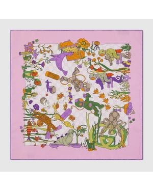 Gucci Printed Silk Carré - Purple