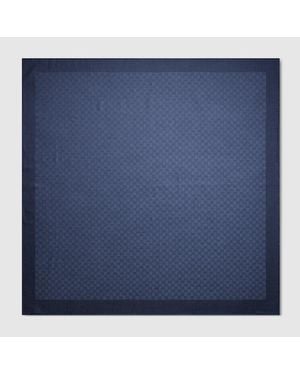 Gucci Gg Wool Silk Jacquard Shawl, Wool - Blue
