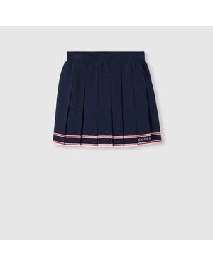 Gucci Pleated Skirt With Striped Trim, Ready-To-Wear - Blue