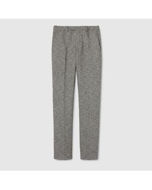 Gucci Pantalon En Tissu Double Laine Et Coton, Taille - Gris