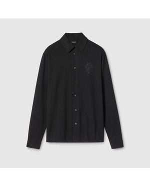 Gucci Cotton Piquet Shirt With Embroidery - Black