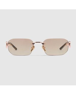 Gucci Rectangular-Frame Sunglasses - Metallic