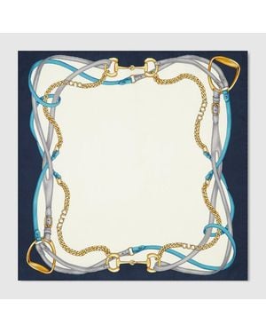 Gucci Pañuelo De Seda Con Estampado - Azul