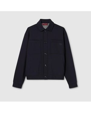 Gucci Cotton Jersey Jacket With Embroidery - Blue