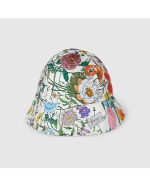 Gucci Wendbarer Fischerhut Aus Seide Mit Print, Grösse - Blau