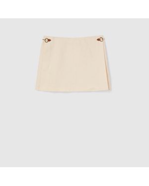 Gucci Falda Corta De Lona De Lino, Talla - Blanco