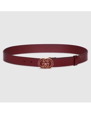 Gucci Belt With Interlocking G Buckle, Size 100 - Red