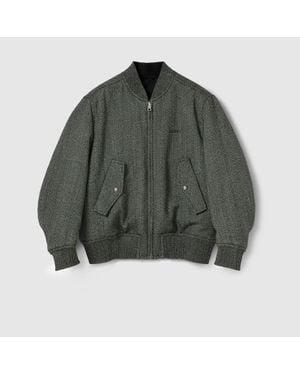 Gucci Chaqueta Bomber Mouliné De Lana De Espiguilla, Talla - Verde
