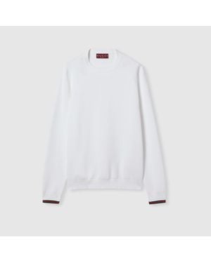 Gucci Pullover Aus Baumwoll-Piqué Mit Web, Grösse - Weiß