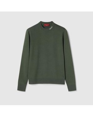 Gucci Pullover Aus Seiden- Und Baumwollstrick Mit Intarsie, Grösse - Grün
