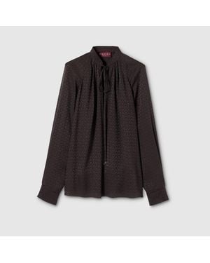 Gucci Horsebit Silk Jacquard Shirt - Black