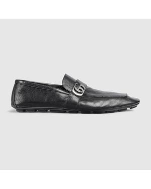 Gucci Driver With Double G, Leather - Black