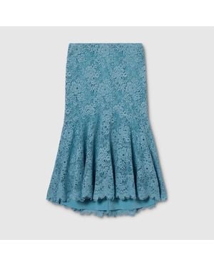 Gucci Gg Flower Stretch Lace Skirt, Ready-To-Wear - Blue